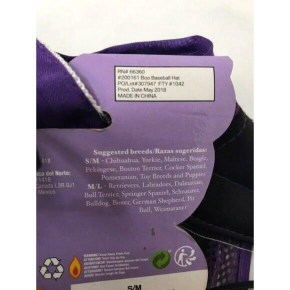 “Boo” Baseball Hat For Dogs Size S/M - Picture 6 of 6